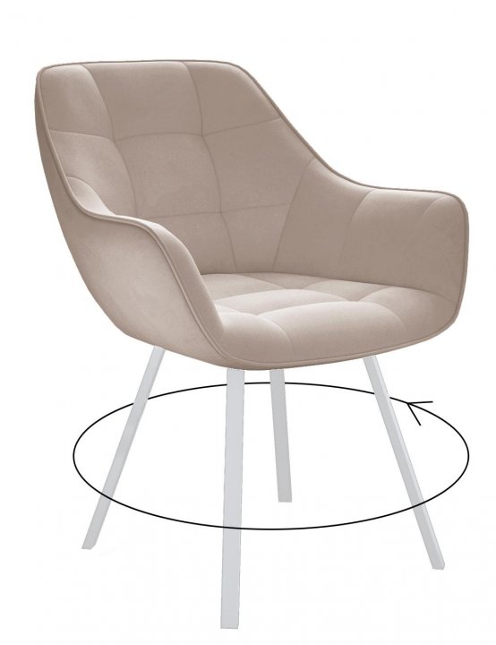 Стул DikLine 252 поворотный, B03 BEIGE, ножки белые    