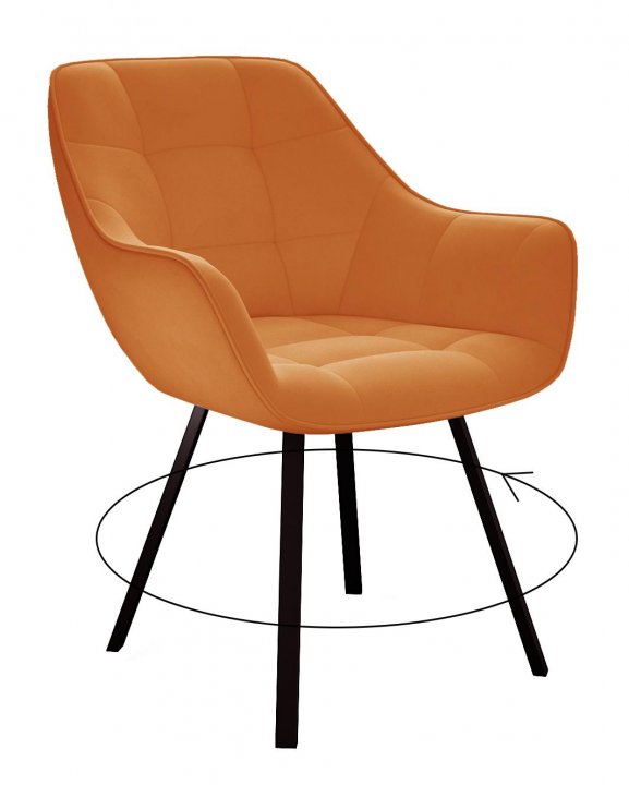 Стул DikLine 252 поворотный, B17 TERRACOTTA, ножки черные    